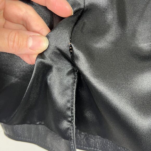 Chadwicks Leather Jacket Womens 12 Black Blazer Button Fitted Biker 90s Y2K - Picture 12 of 16